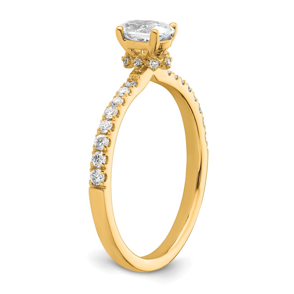 14k 1/4 carat Lab Grown Diamond VS/SI+ G+ 1/2 carat Oval Center Semi Mount Solitaire Engagement Ring (RM6302EO-050-YLG)