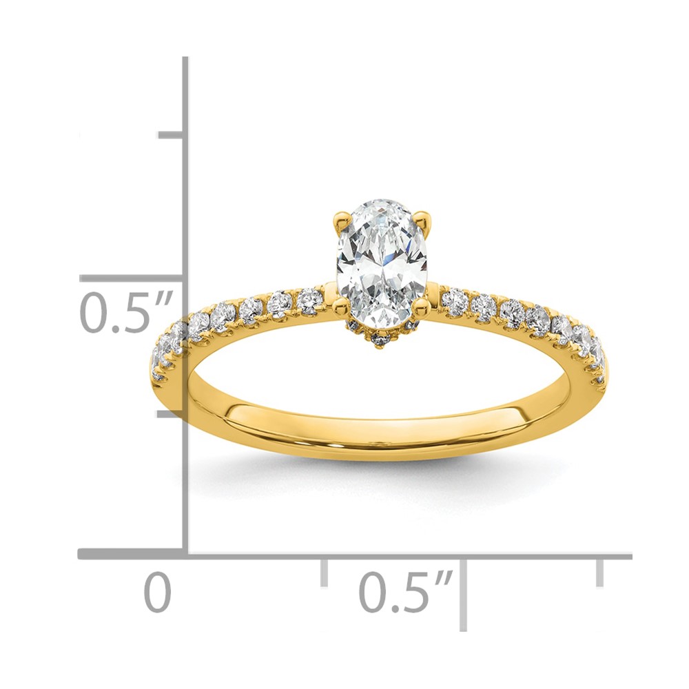 14k 1/4 carat Lab Grown Diamond VS/SI+ G+ 1/2 carat Oval Center Semi Mount Solitaire Engagement Ring (RM6302EO-050-YLG)