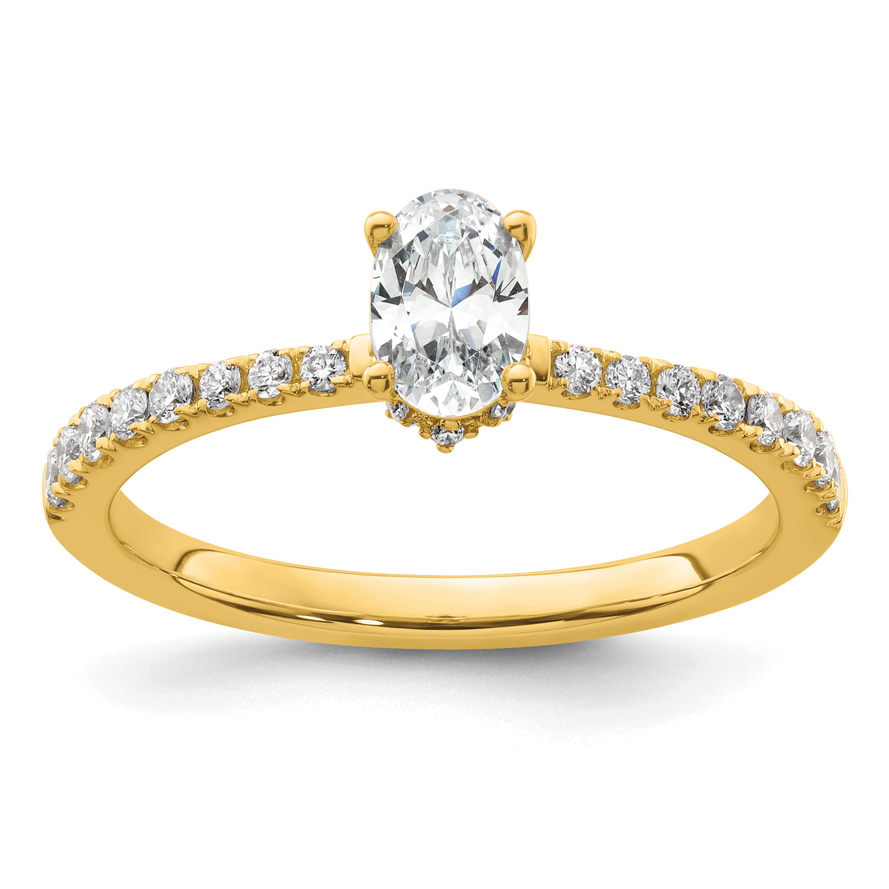 14k 1/4 carat Lab Grown Diamond VS/SI+ G+ 1/2 carat Oval Center Semi Mount Solitaire Engagement Ring (RM6302EO-050-YLG)