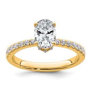 14k 1/4 carat Lab Grown Diamond VS/SI+ G+ 1 carat Oval Center Semi Mount Solitaire Engagement Ring