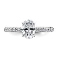 14K White Gold 1.38 Carat Lab Grown Diamond VS SI+ G+ Oval Complete Solitaire Engagement Ring view 4