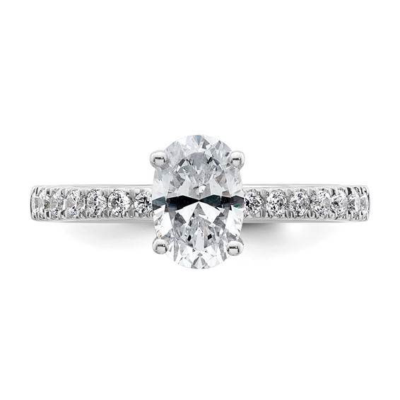 14k White Gold 1 3/8 carat Lab Grown Diamond VS/SI+ G+ Oval Complete Solitaire Engagement Ring