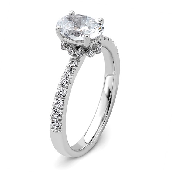 14k White Gold 1 3/8 carat Lab Grown Diamond VS/SI+ G+ Oval Complete Solitaire Engagement Ring