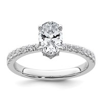14K White Gold 1.38 Carat Lab Grown Diamond VS SI+ G+ Oval Complete Solitaire Engagement Ring view 1