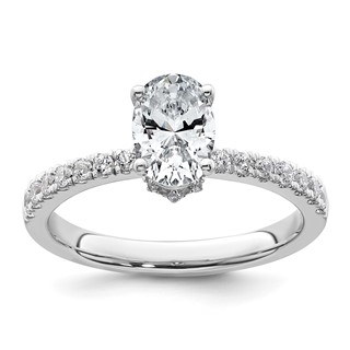 14k White Gold 1 3/8 carat Certified Lab Grown Diamond VS+ F+ Oval Complete Solitaire Engagement Ring