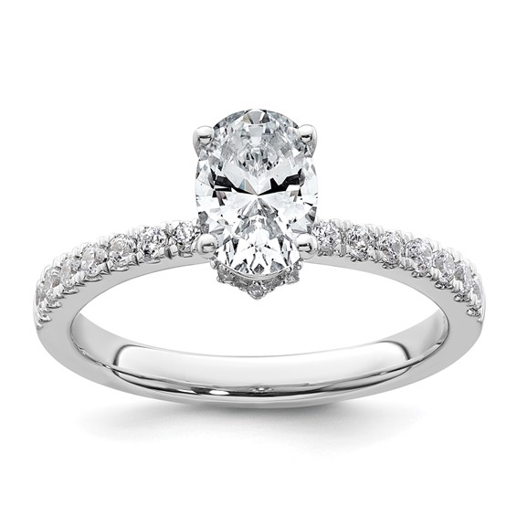 14k White Gold 1 3/8 carat Lab Grown Diamond VS/SI+ G+ Oval Complete Solitaire Engagement Ring