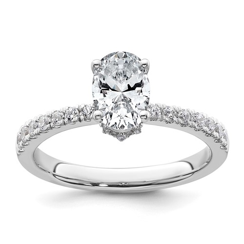 14K White Gold 1.38 Carat Certified Lab Grown Diamond VS+ F+ Oval Complete Solitaire Engagement Ring