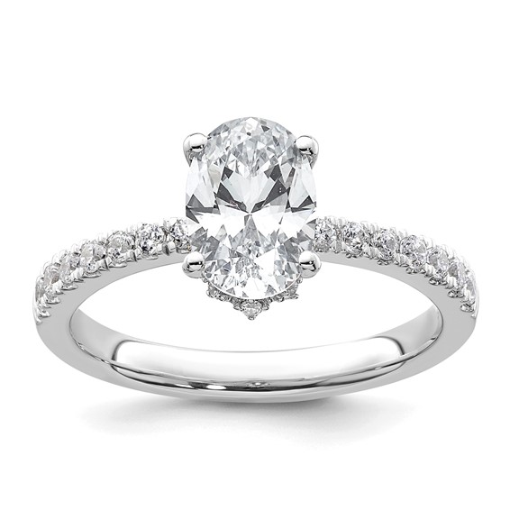 14k White Gold 1 1/2 carat Lab Grown Diamond VS/SI+ G+ Oval Complete Solitaire Engagement Ring