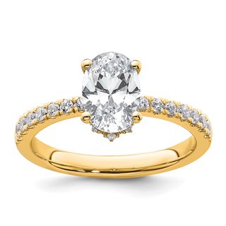 14k 1/4 carat Lab Grown Diamond VS/SI+ G+ 1 1/4 carat Oval Center Semi Mount Solitaire Engagement Ring