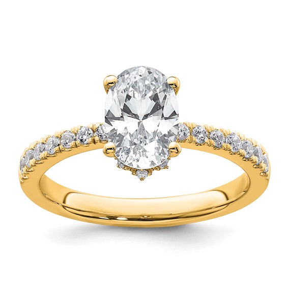 14k 1/4 carat Lab Grown Diamond VS/SI+ G+ 1 1/4 carat Oval Center Semi Mount Solitaire Engagement Ring