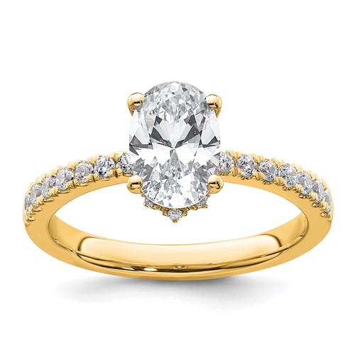 14K Yellow Gold 1.50 Carat Certified Lab Grown Diamond VS+ F+ Oval Complete Solitaire Engagement Ring