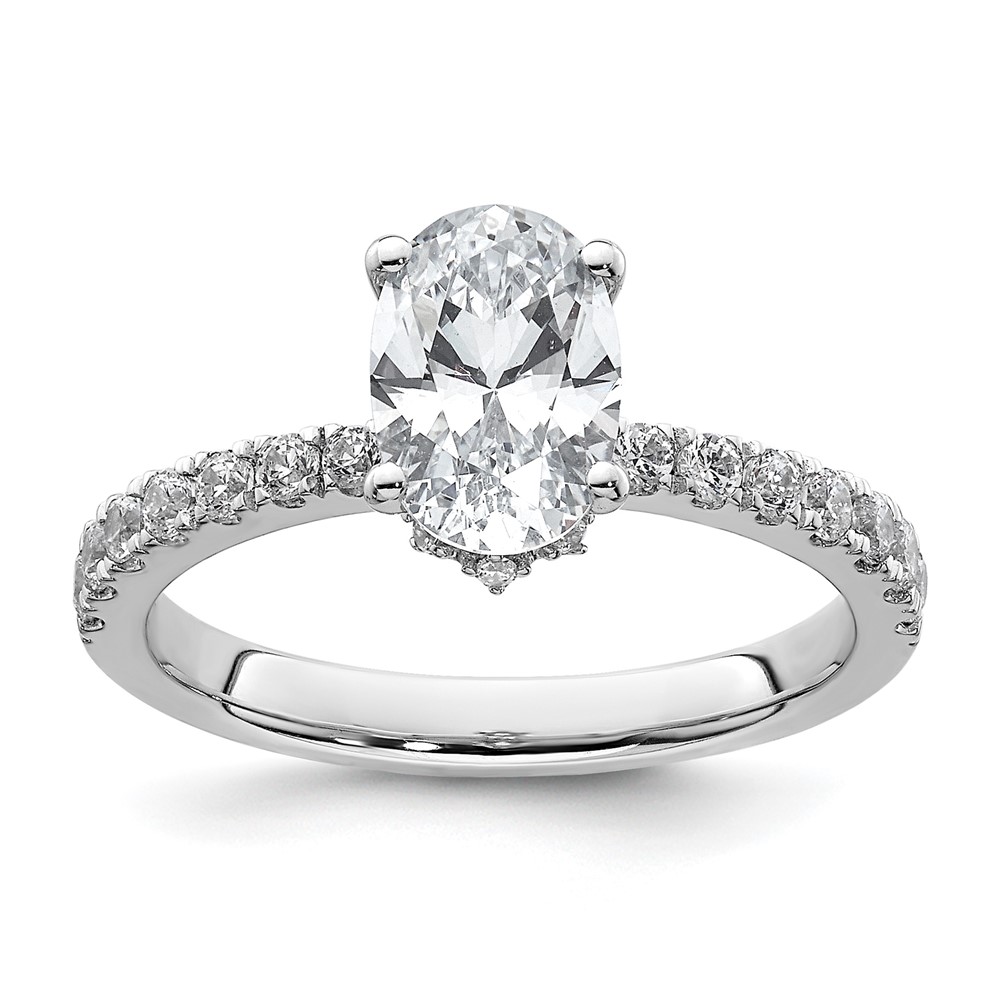 14K White Gold 1.75 Carat Lab Grown Diamond VS SI+ G+ Oval Complete Solitaire Engagement Ring