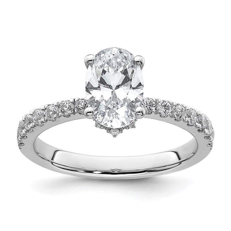 14k White Gold 1 3/4 carat Lab Grown Diamond VS/SI+ G+ Oval Complete Solitaire Engagement Ring