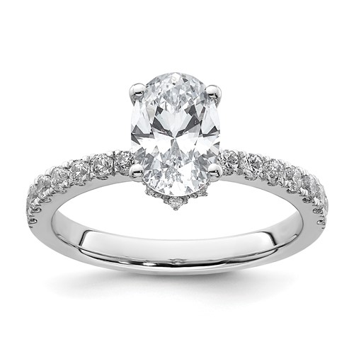 14K White Gold 0.25 Carat Lab Grown Diamond VS SI+ G+ 1.50 Carat Oval Center Semi Mount Solitaire Engagement Ring