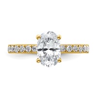 14K Yellow Gold 0.25 Carat Lab Grown Diamond VS SI+ G+ 1.50 Carat Oval Center Semi Mount Solitaire Engagement Ring view 4