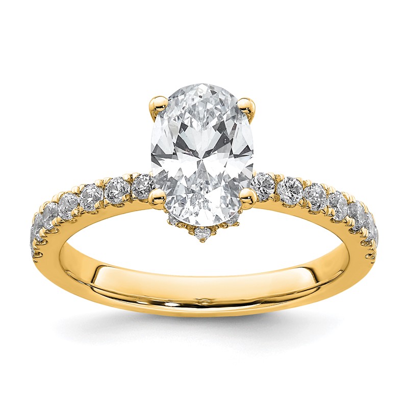 14k 1 3/4 carat Lab Grown Diamond VS/SI+ G+ Oval Complete Solitaire Engagement Ring