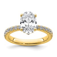 14K Yellow Gold 2.50 Carat Lab Grown Diamond VS SI+ G+ Oval Complete Solitaire Engagement Ring view 1