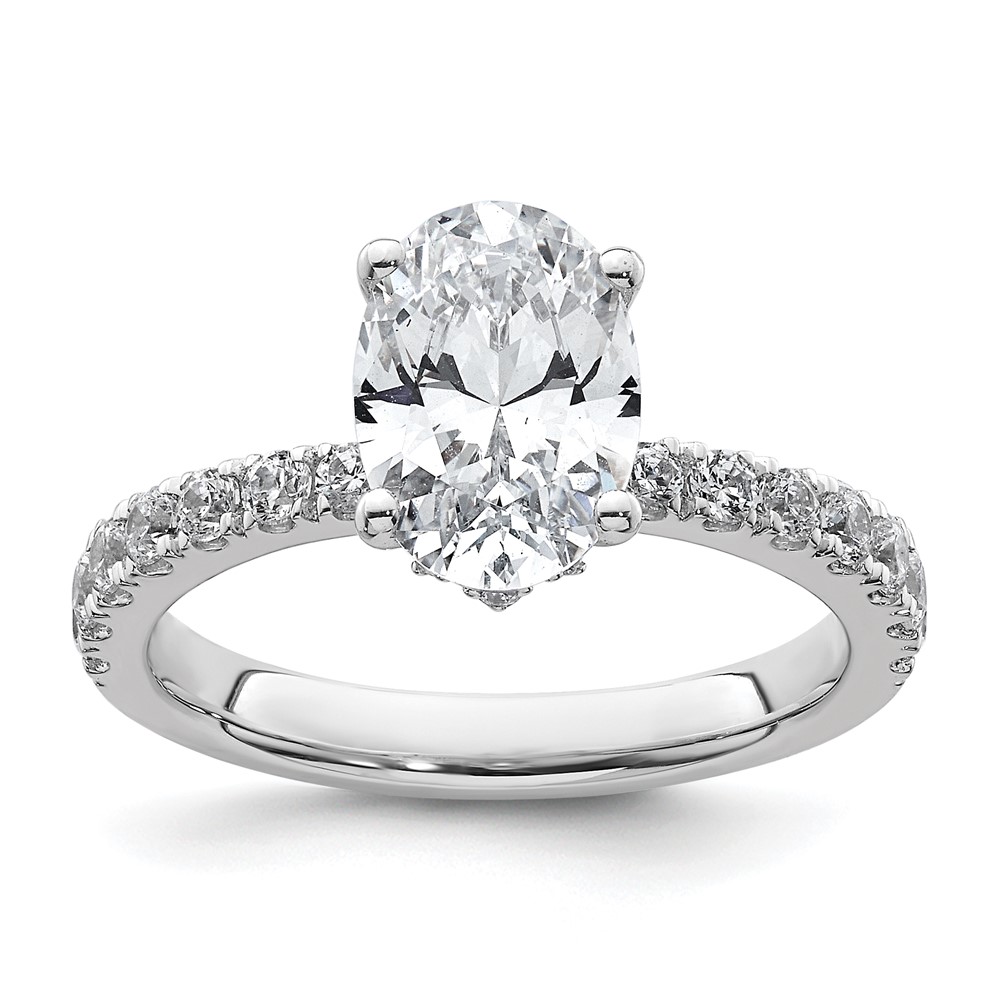 14K White Gold 2.50 Carat Lab Grown Diamond VS SI+ G+ Oval Complete Solitaire Engagement Ring