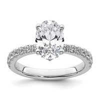 14K White Gold 2.50 Carat Lab Grown Diamond VS SI+ G+ Oval Complete Solitaire Engagement Ring view 1