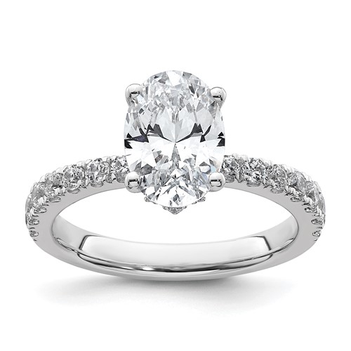 14K White Gold 2.50 Carat Lab Grown Diamond VS SI+ G+ Oval Complete Solitaire Engagement Ring