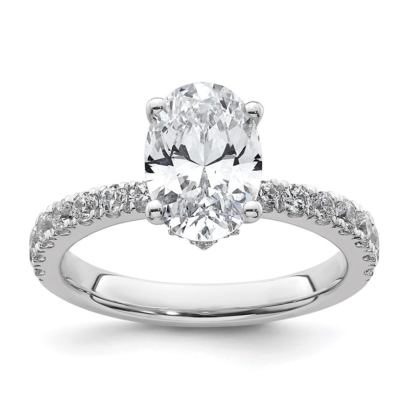 14k White Gold 2 1/2 carat Lab Grown Diamond VS/SI+ G+ Oval Complete Solitaire Engagement Ring