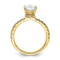 14K Yellow Gold 0.25 Carat Lab Grown Diamond VS SI+ G+ 2 Carat Oval Center Semi Mount Solitaire Engagement Ring view 3