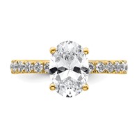 14K Yellow Gold 0.25 Carat Lab Grown Diamond VS SI+ G+ 2 Carat Oval Center Semi Mount Solitaire Engagement Ring view 5