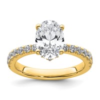 14K Yellow Gold 0.25 Carat Lab Grown Diamond VS SI+ G+ 2 Carat Oval Center Semi Mount Solitaire Engagement Ring view 1