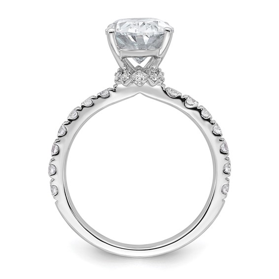 14k White Gold 3 1/5 carat Lab Grown Diamond VS/SI+ G+ Oval Complete Solitaire Engagement Ring