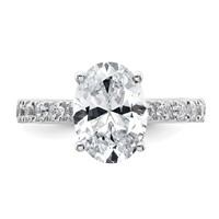 14K White Gold 3.20 Carat Lab Grown Diamond VS SI+ G+ Oval Complete Solitaire Engagement Ring view 4