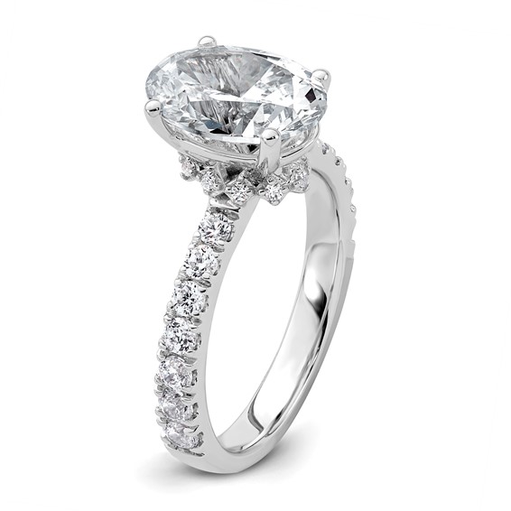 14k White Gold 3 1/5 carat Lab Grown Diamond VS/SI+ G+ Oval Complete Solitaire Engagement Ring