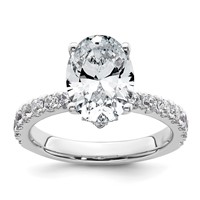 14K White Gold 3.20 Carat Lab Grown Diamond VS SI+ G+ Oval Complete Solitaire Engagement Ring view 1