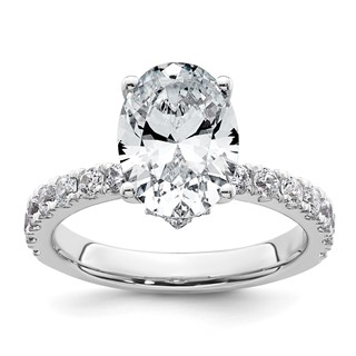14k White Gold 3 1/5 carat Lab Grown Diamond VS/SI+ G+ Oval Complete Solitaire Engagement Ring