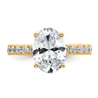 14K Yellow Gold 3.20 Carat Lab Grown Diamond VS SI+ G+ Oval Complete Solitaire Engagement Ring view 4