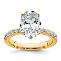 14K Yellow Gold 3.20 Carat Lab Grown Diamond VS SI+ G+ Oval Complete Solitaire Engagement Ring view 1