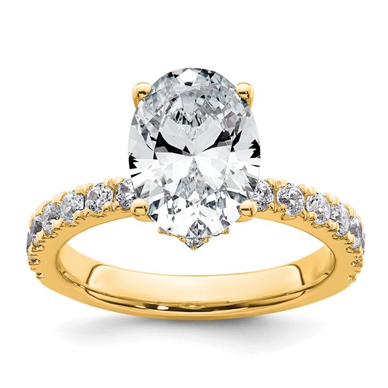 14k 3 1/5 carat Lab Grown Diamond VS/SI+ G+ Oval Complete Solitaire Engagement Ring