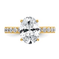 14K Yellow Gold 3.20 Carat Certified Lab Grown Diamond VS+ F+ Oval Complete Solitaire Engagement Ring view 4