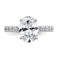14K White Gold 3.20 Carat Certified Lab Grown Diamond VS+ F+ Oval Complete Solitaire Engagement Ring view 4