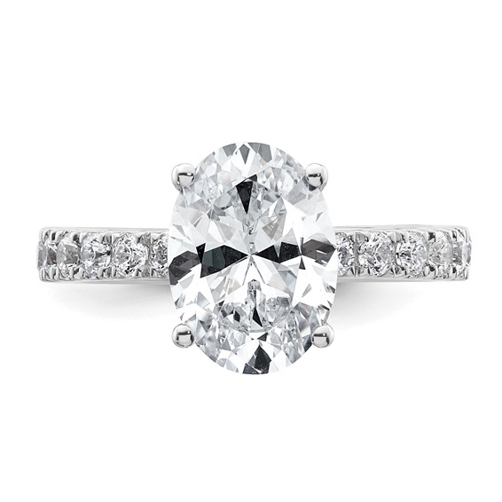 14k White Gold 3 1/5 carat Certified Lab Grown Diamond VS+ F+ Oval Complete Solitaire Engagement Ring