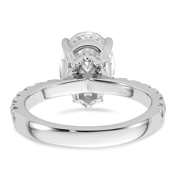 14k White Gold 3 1/5 carat Certified Lab Grown Diamond VS+ F+ Oval Complete Solitaire Engagement Ring
