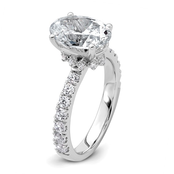 14k White Gold 3 1/5 carat Certified Lab Grown Diamond VS+ F+ Oval Complete Solitaire Engagement Ring