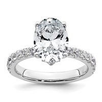 14K White Gold 3.20 Carat Certified Lab Grown Diamond VS+ F+ Oval Complete Solitaire Engagement Ring view 1