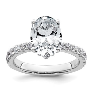 14k White Gold 3 1/5 carat Certified Lab Grown Diamond VS+ F+ Oval Complete Solitaire Engagement Ring