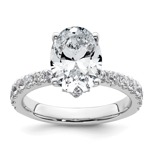 14K White Gold 3.20 Carat Certified Lab Grown Diamond VS+ F+ Oval Complete Solitaire Engagement Ring