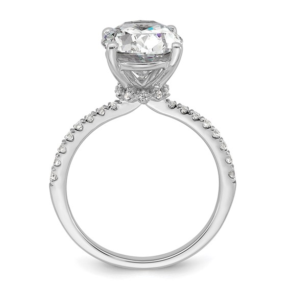 14k White Gold 3 1/4 carat Lab Grown Diamond VS/SI+ G+ Oval Complete Solitaire Engagement Ring