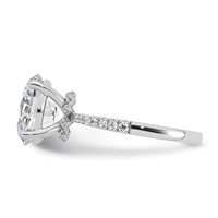 14K White Gold 3.25 Carat Lab Grown Diamond VS SI+ G+ Oval Complete Solitaire Engagement Ring view 3