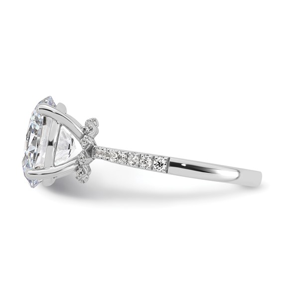 14k White Gold 3 1/4 carat Lab Grown Diamond VS/SI+ G+ Oval Complete Solitaire Engagement Ring