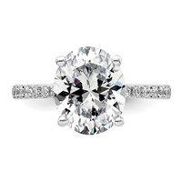14K White Gold 3.25 Carat Lab Grown Diamond VS SI+ G+ Oval Complete Solitaire Engagement Ring view 4