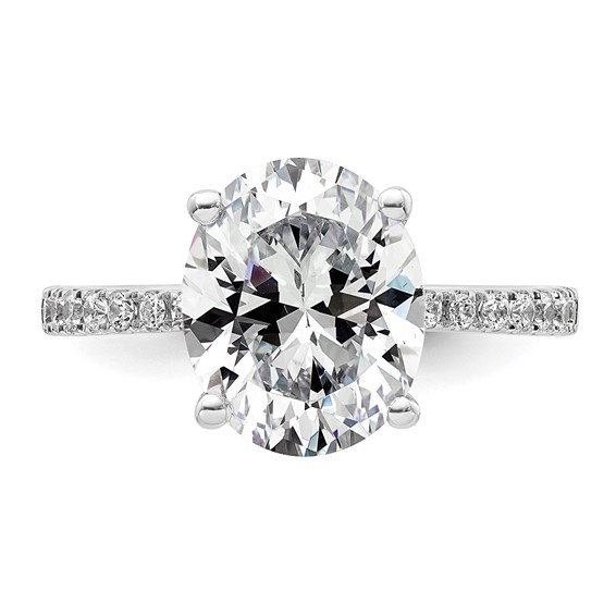 14k White Gold 3 1/4 carat Lab Grown Diamond VS/SI+ G+ Oval Complete Solitaire Engagement Ring