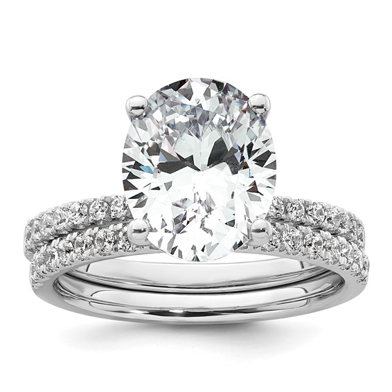 14k White Gold 3 1/4 carat Lab Grown Diamond VS/SI+ G+ Oval Complete Solitaire Engagement Ring